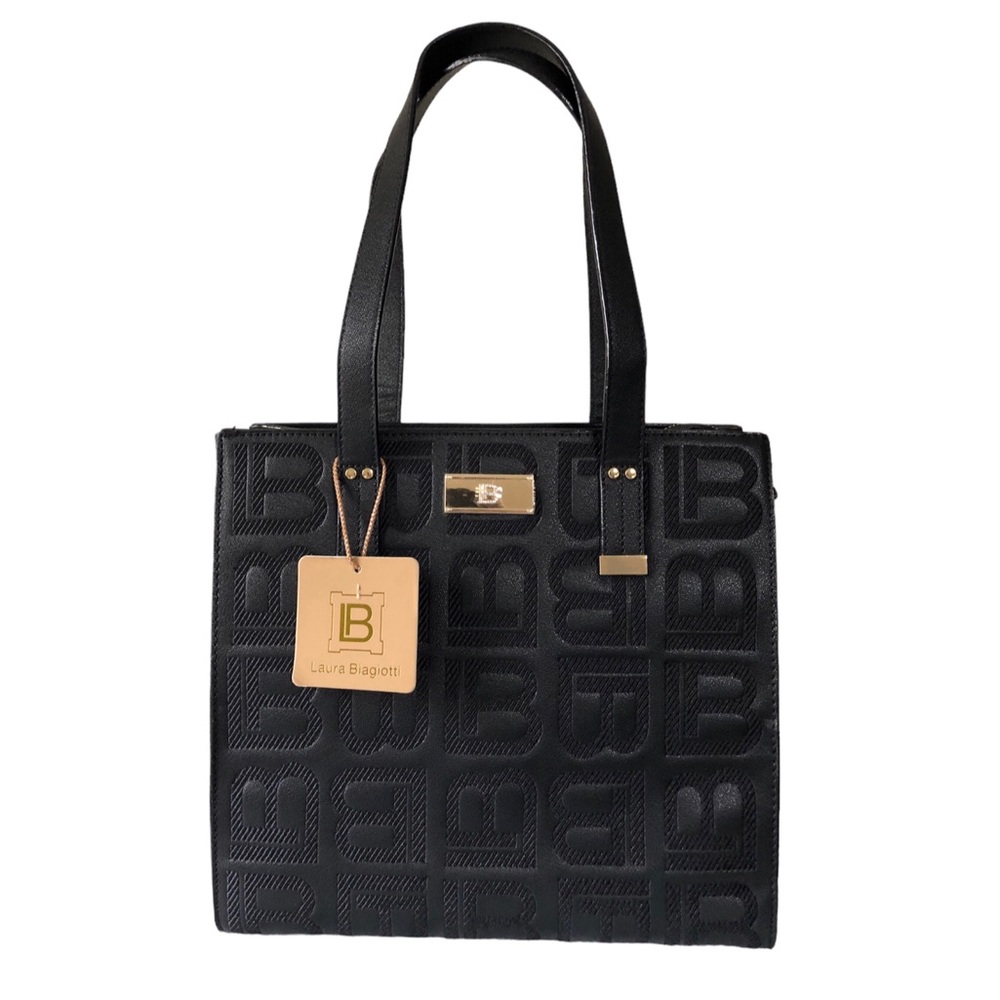 Laura Biagiotti black monogram tote